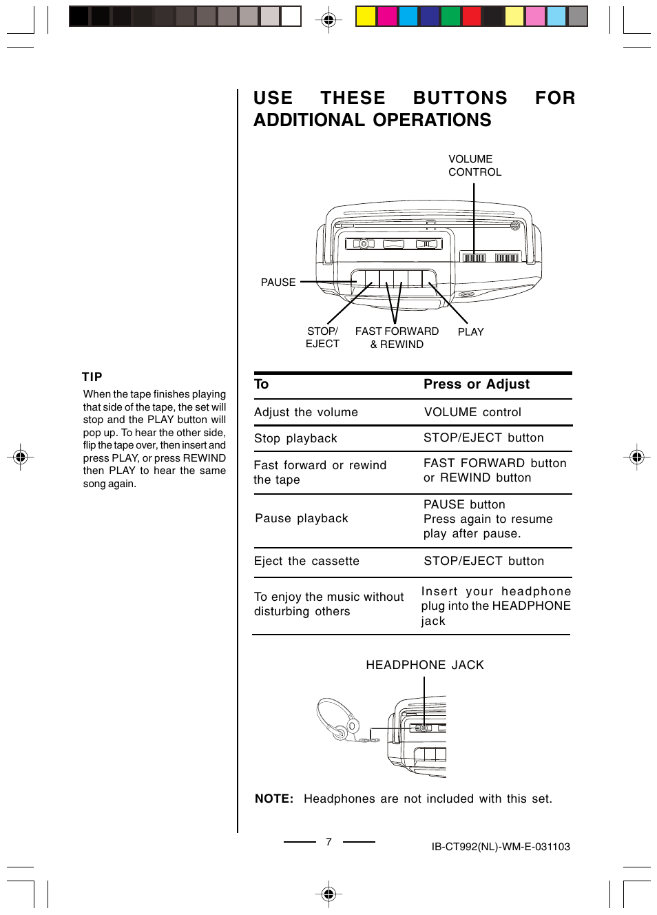 Use these buttons for additional operations | Lenoxx Electronics CT-992 User Manual | Page 8 / 14