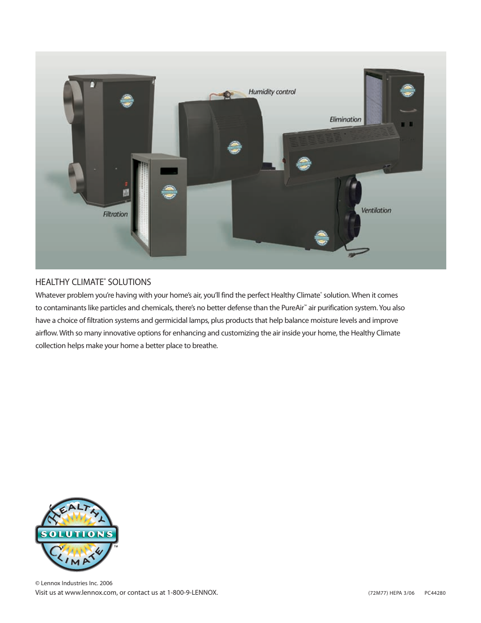 Healthy climate, Solutions | Lenoxx Electronics HEPA Bypass Air Filtration Systems HEPA-20 User Manual | Page 4 / 4