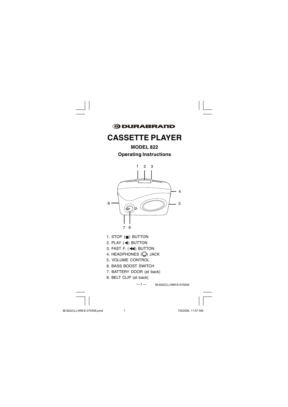 Lenoxx Electronics 822 User Manual | 6 pages
