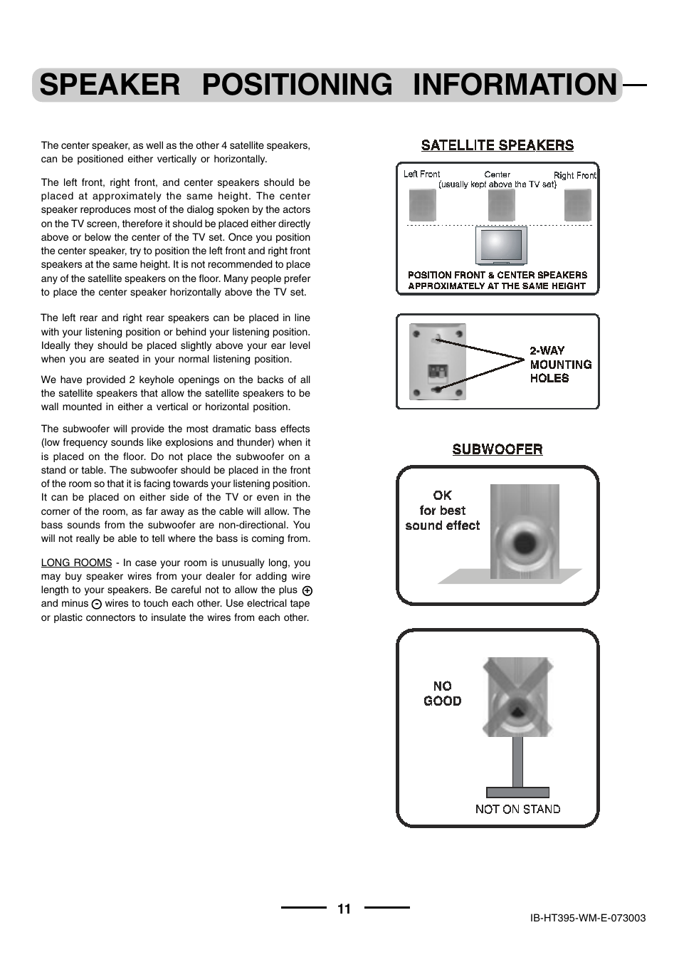 Speaker positioning information | Lenoxx Electronics HT-395 User Manual | Page 12 / 27