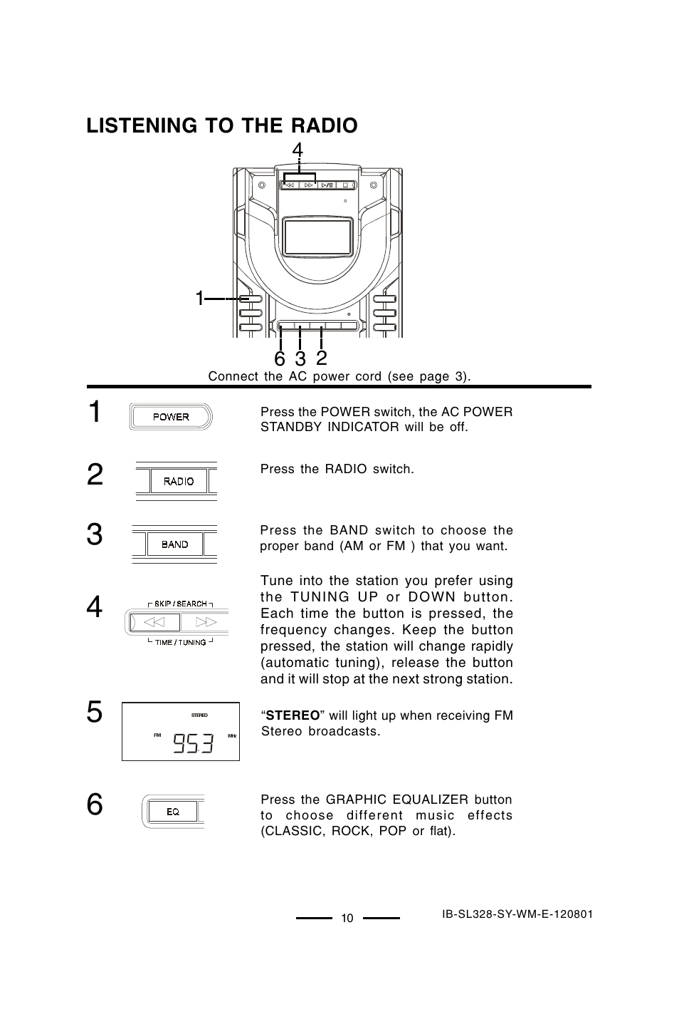 Listening to the radio | Lenoxx Electronics SL-328 User Manual | Page 11 / 22