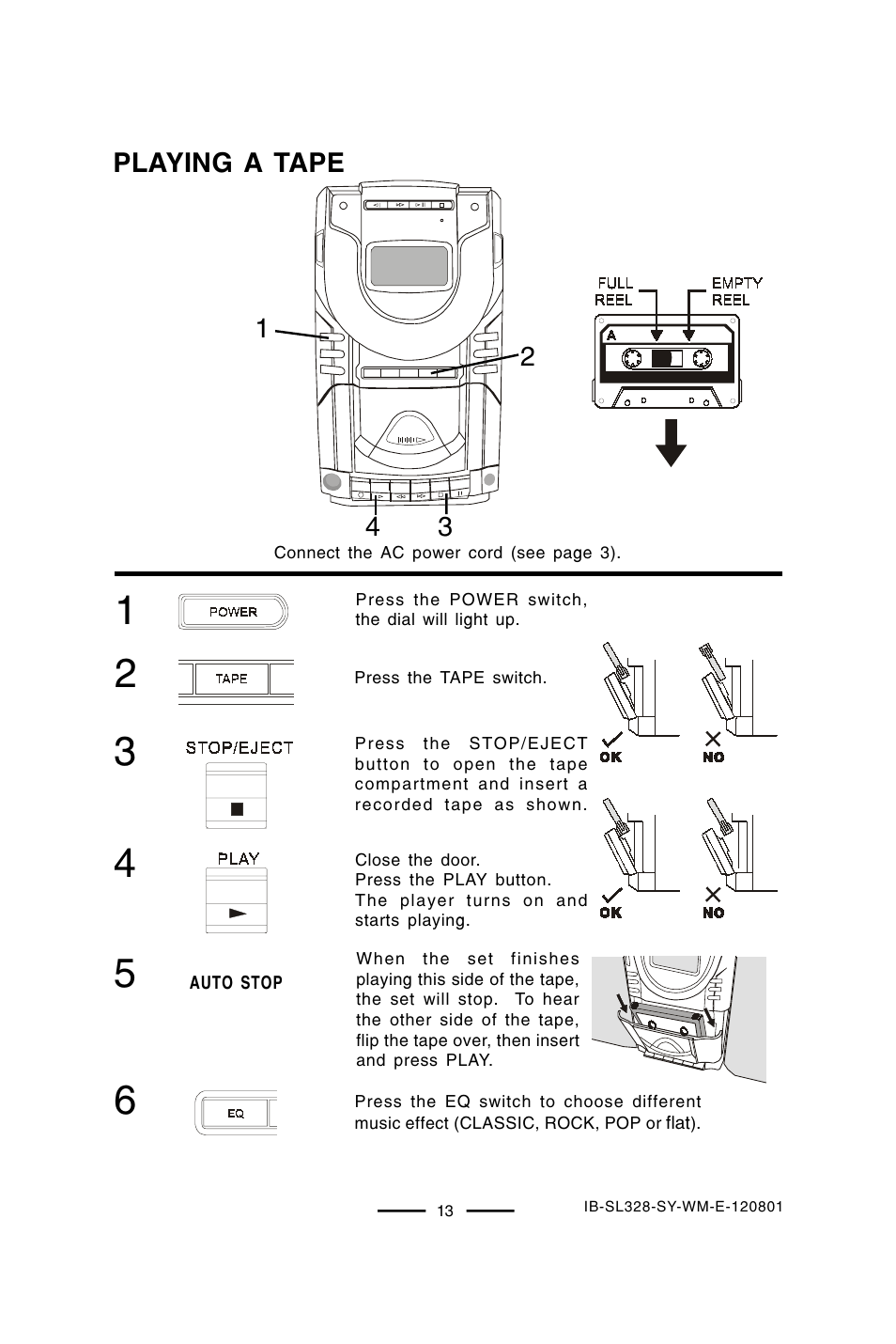 Playing a tape | Lenoxx Electronics SL-328 User Manual | Page 14 / 22