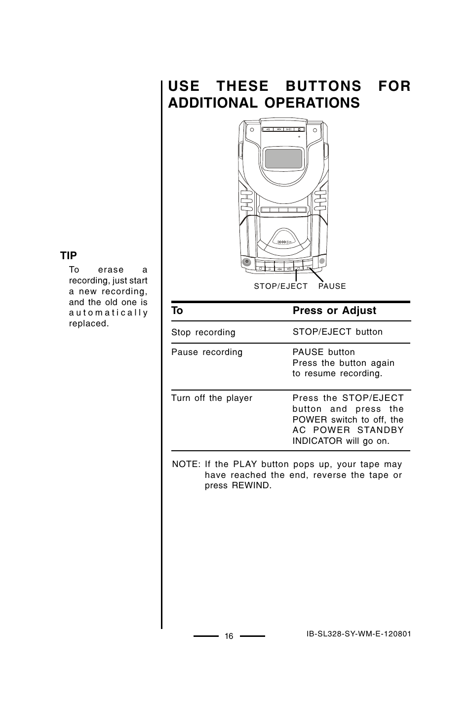 Use these buttons for additional operations | Lenoxx Electronics SL-328 User Manual | Page 17 / 22