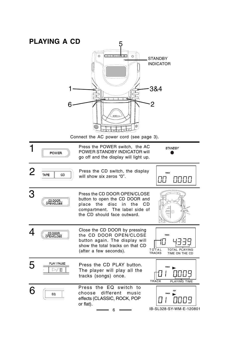 Playing a cd | Lenoxx Electronics SL-328 User Manual | Page 7 / 22