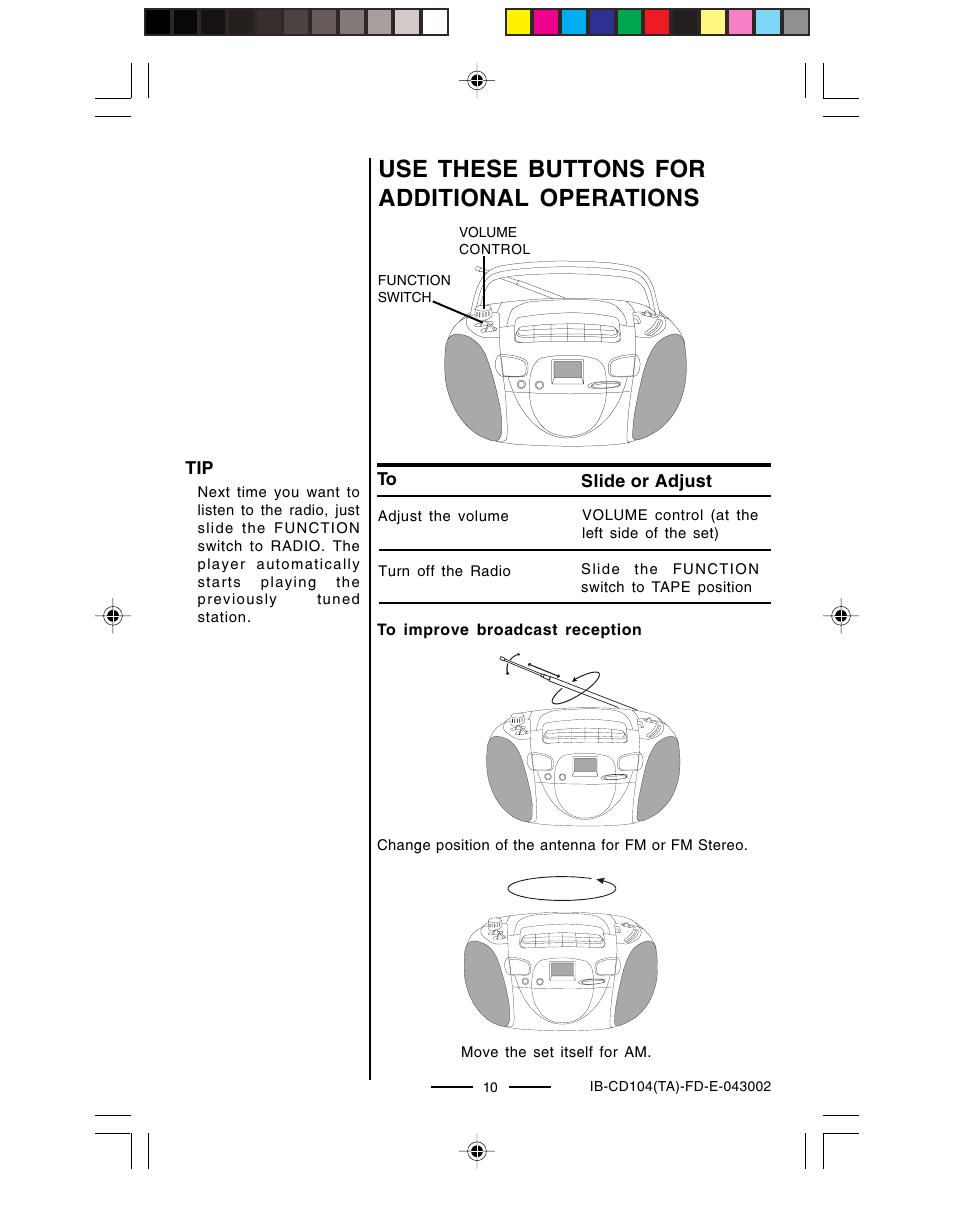 Use these buttons for additional operations | Lenoxx Electronics CD-104 User Manual | Page 11 / 20