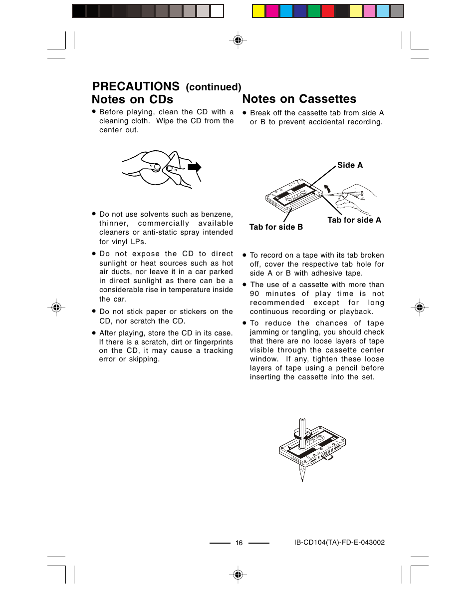 Precautions | Lenoxx Electronics CD-104 User Manual | Page 17 / 20