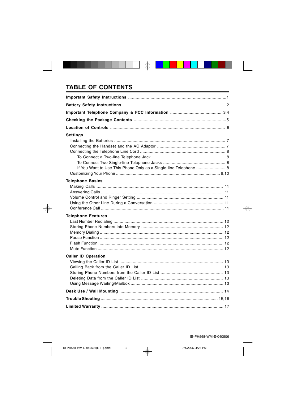 Lenoxx Electronics PH568 User Manual | Page 2 / 19