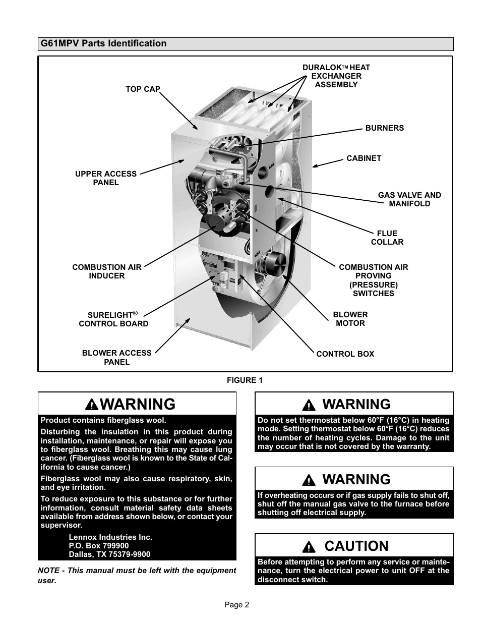 Warning, Caution | Lenoxx Electronics 2P0603 User Manual | Page 2 / 7