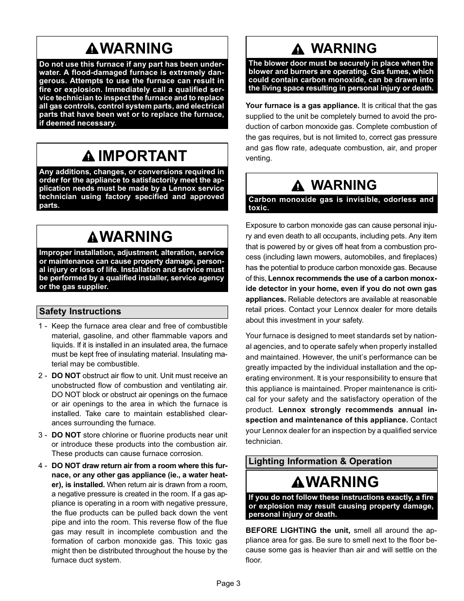 Warning, Important | Lenoxx Electronics 2P0603 User Manual | Page 3 / 7