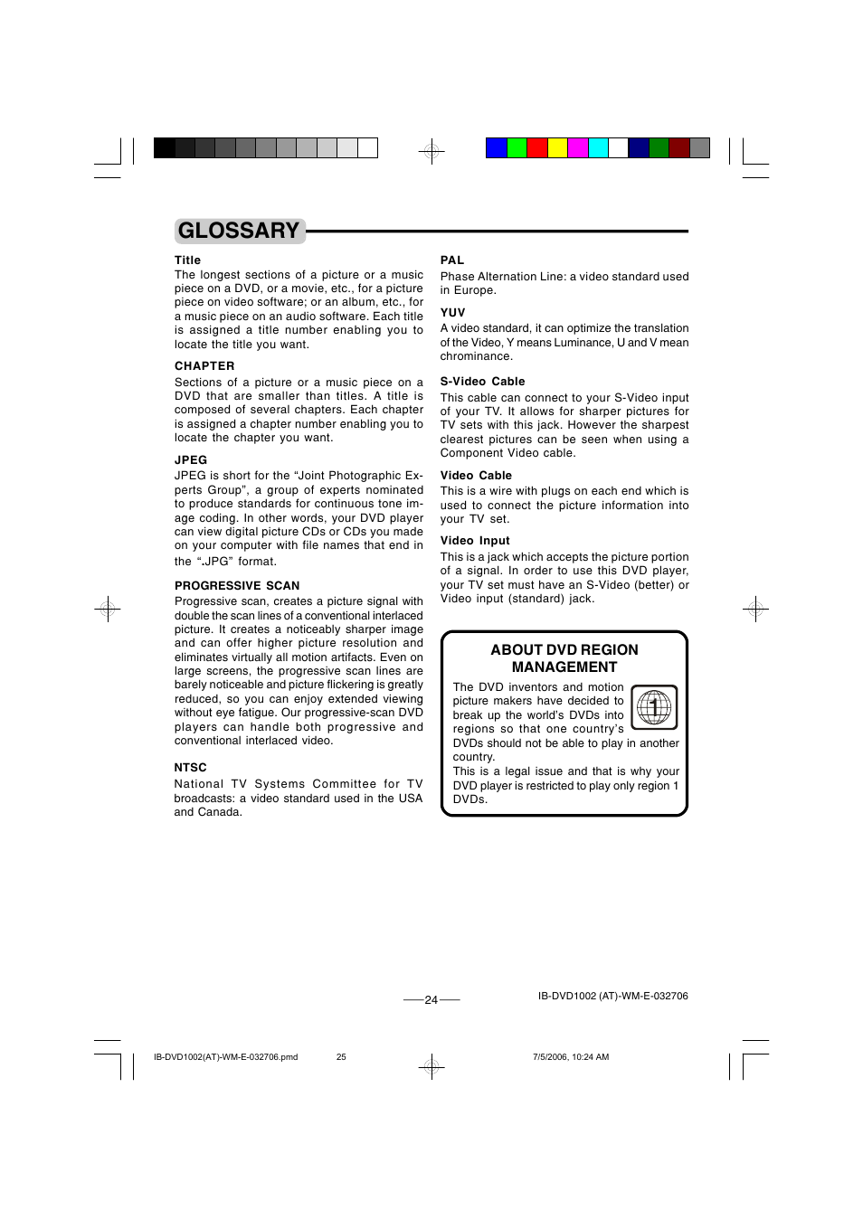 Glossary | Lenoxx Electronics DVD-1002 User Manual | Page 25 / 27