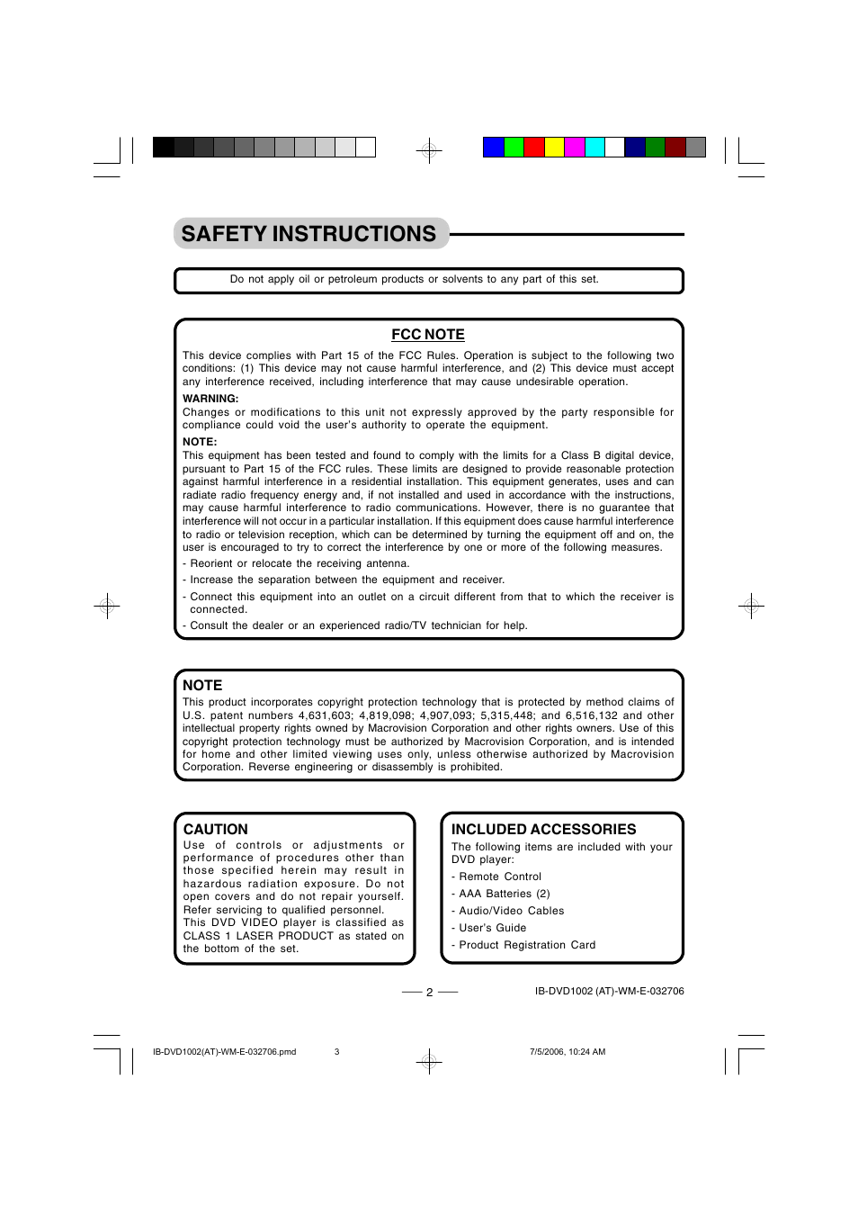 Safety instructions | Lenoxx Electronics DVD-1002 User Manual | Page 3 / 27
