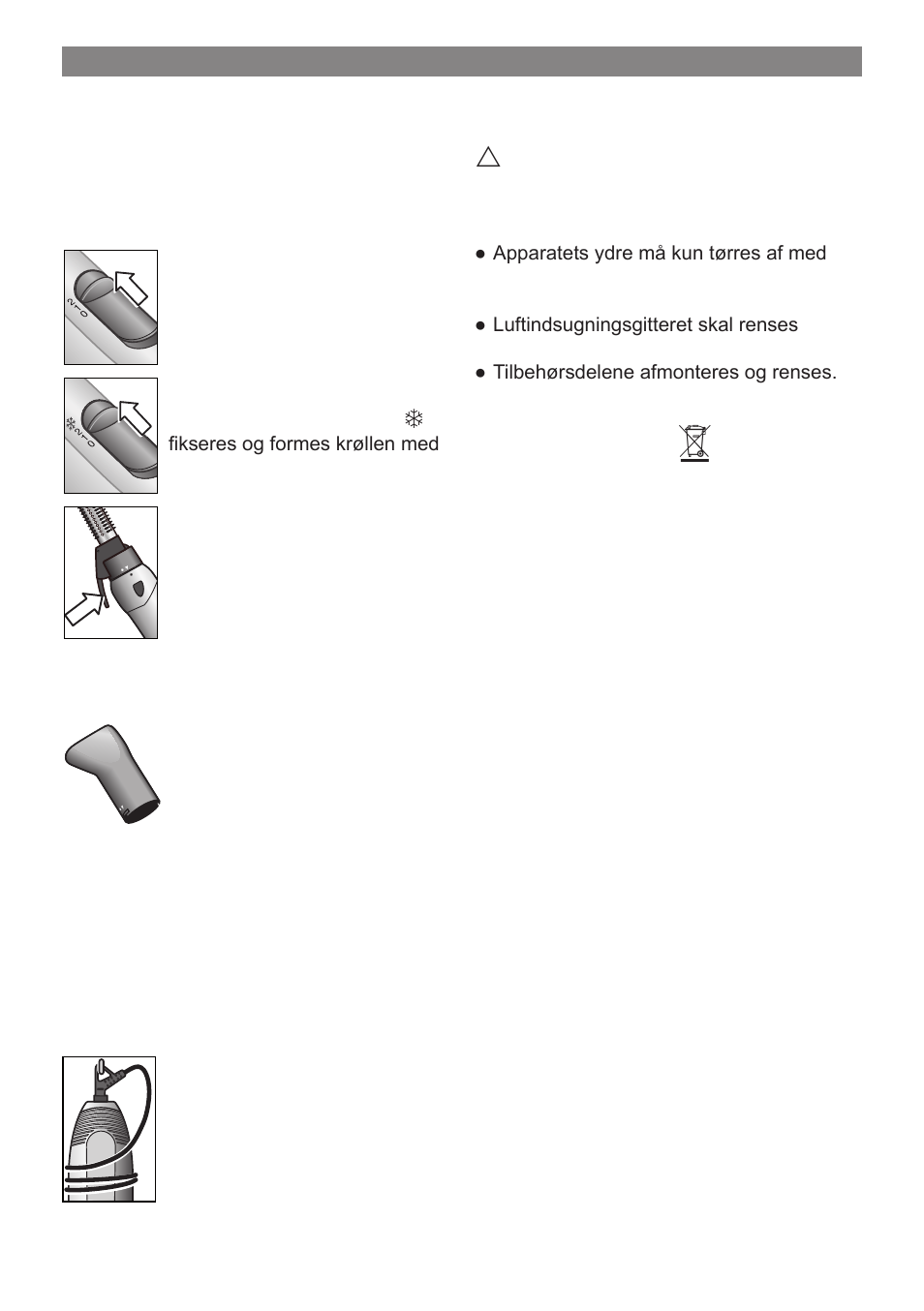 Børstning, Opbevaring, Rengøring | Bortskaffelse, Reklamationsret | Bosch PHA 2000 User Manual | Page 15 / 47