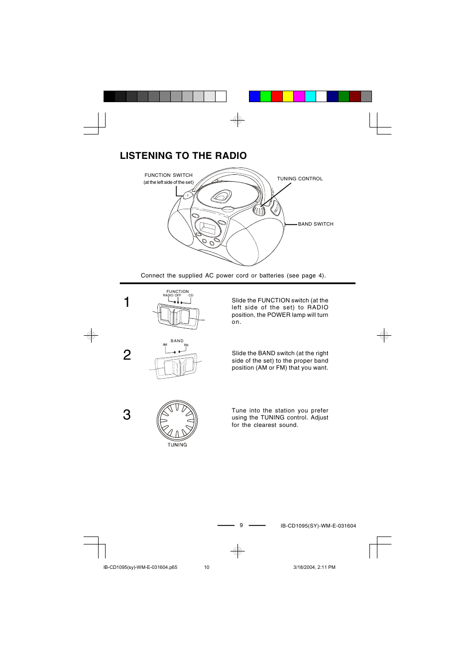 Listening to the radio | Lenoxx Electronics CD-1095 User Manual | Page 10 / 16