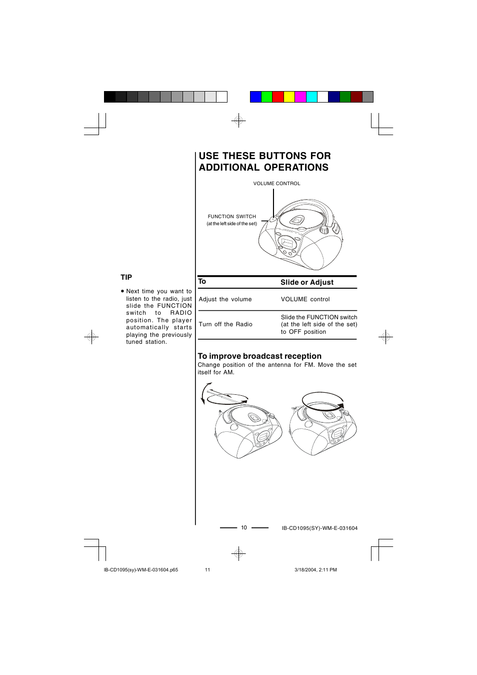 Use these buttons for additional operations | Lenoxx Electronics CD-1095 User Manual | Page 11 / 16