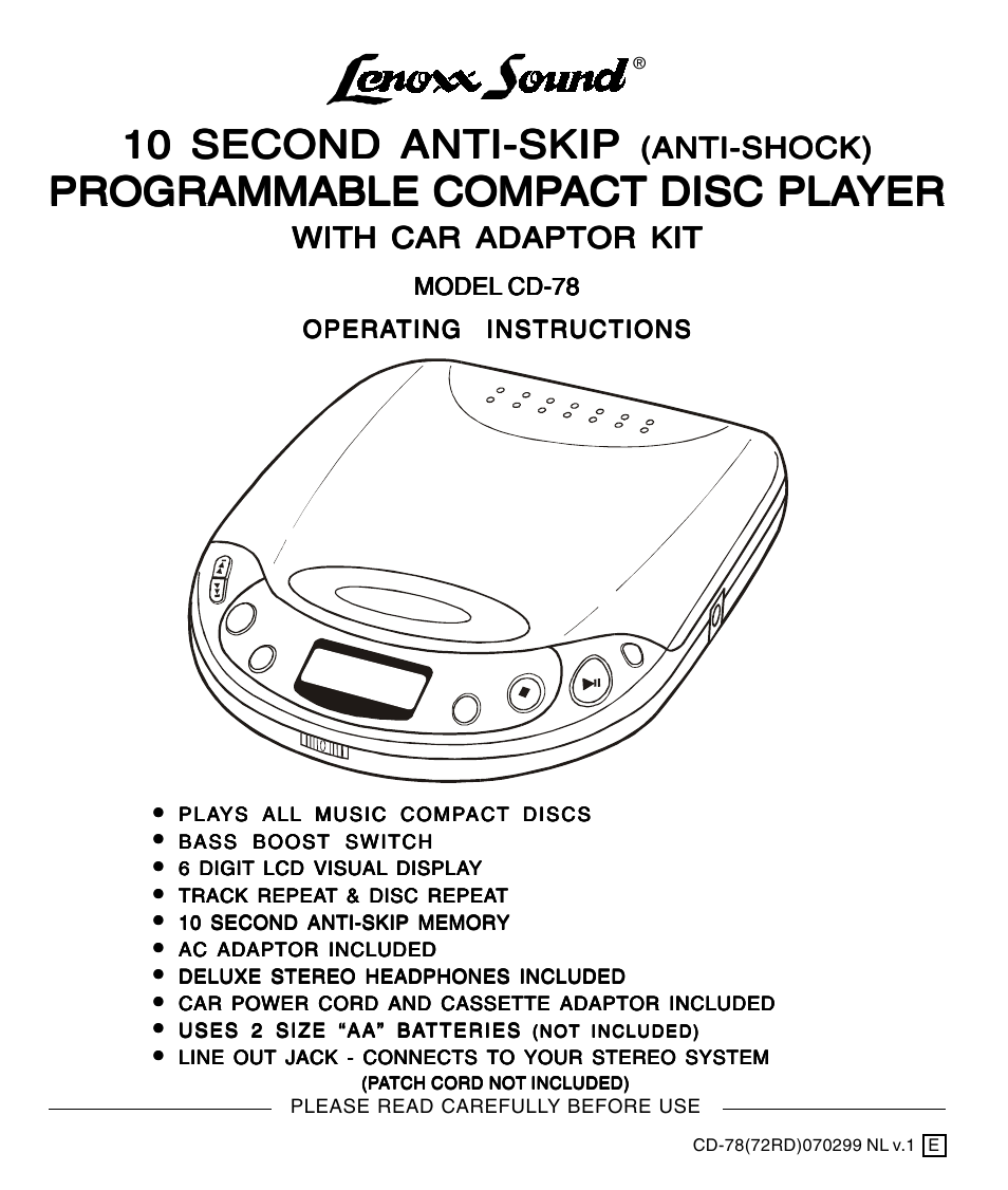 Lenoxx Electronics CD-78 User Manual | 20 pages