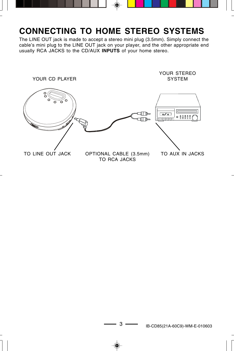 Connecting to home stereo systems | Lenoxx Electronics CD85 User Manual | Page 4 / 15