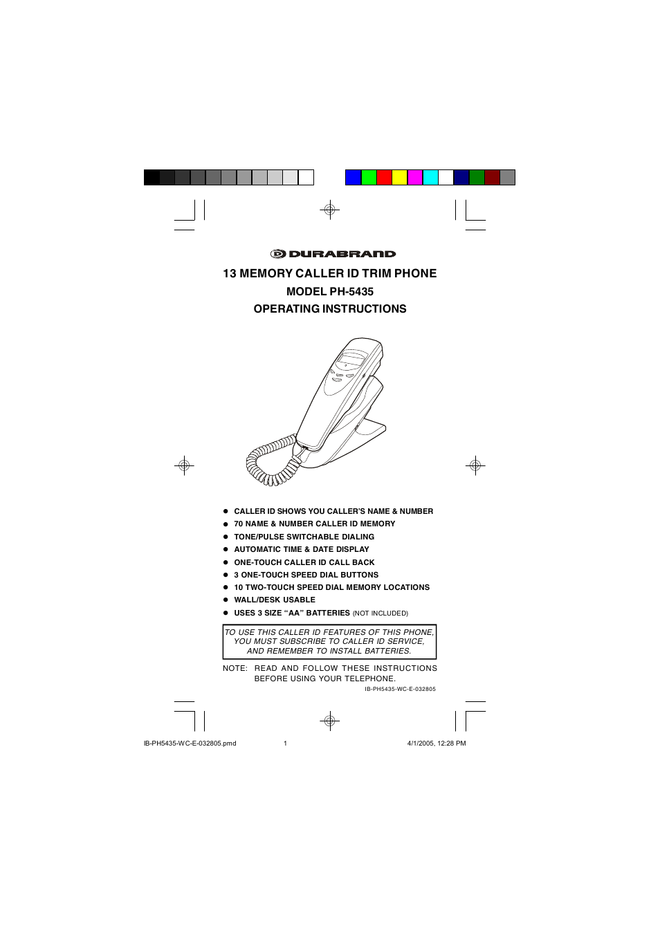 Lenoxx Electronics PH5435 User Manual | 18 pages