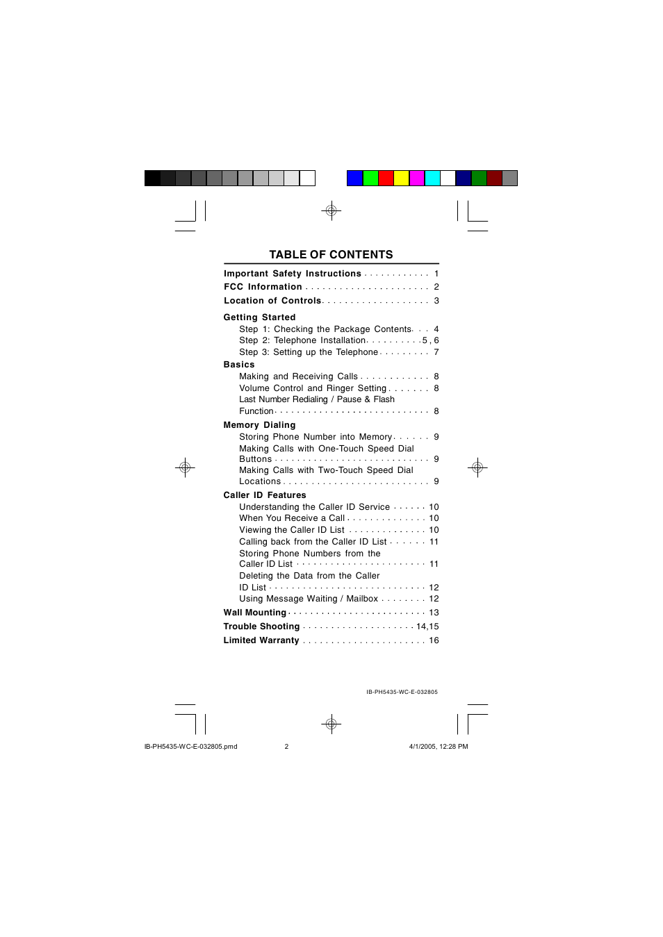 Lenoxx Electronics PH5435 User Manual | Page 2 / 18