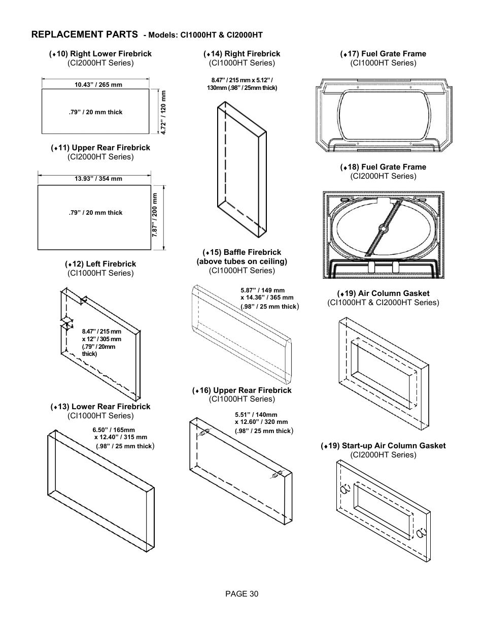 Replacement parts | Lenoxx Electronics CI2000HT User Manual | Page 30 / 40