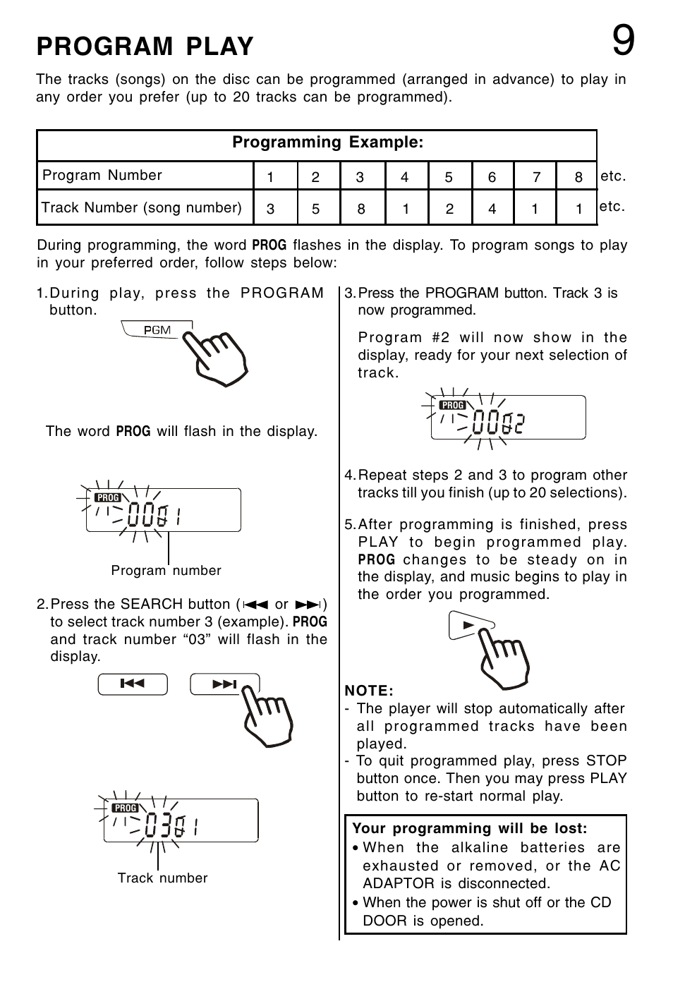 Program play | Lenoxx Electronics CD-79 User Manual | Page 10 / 16