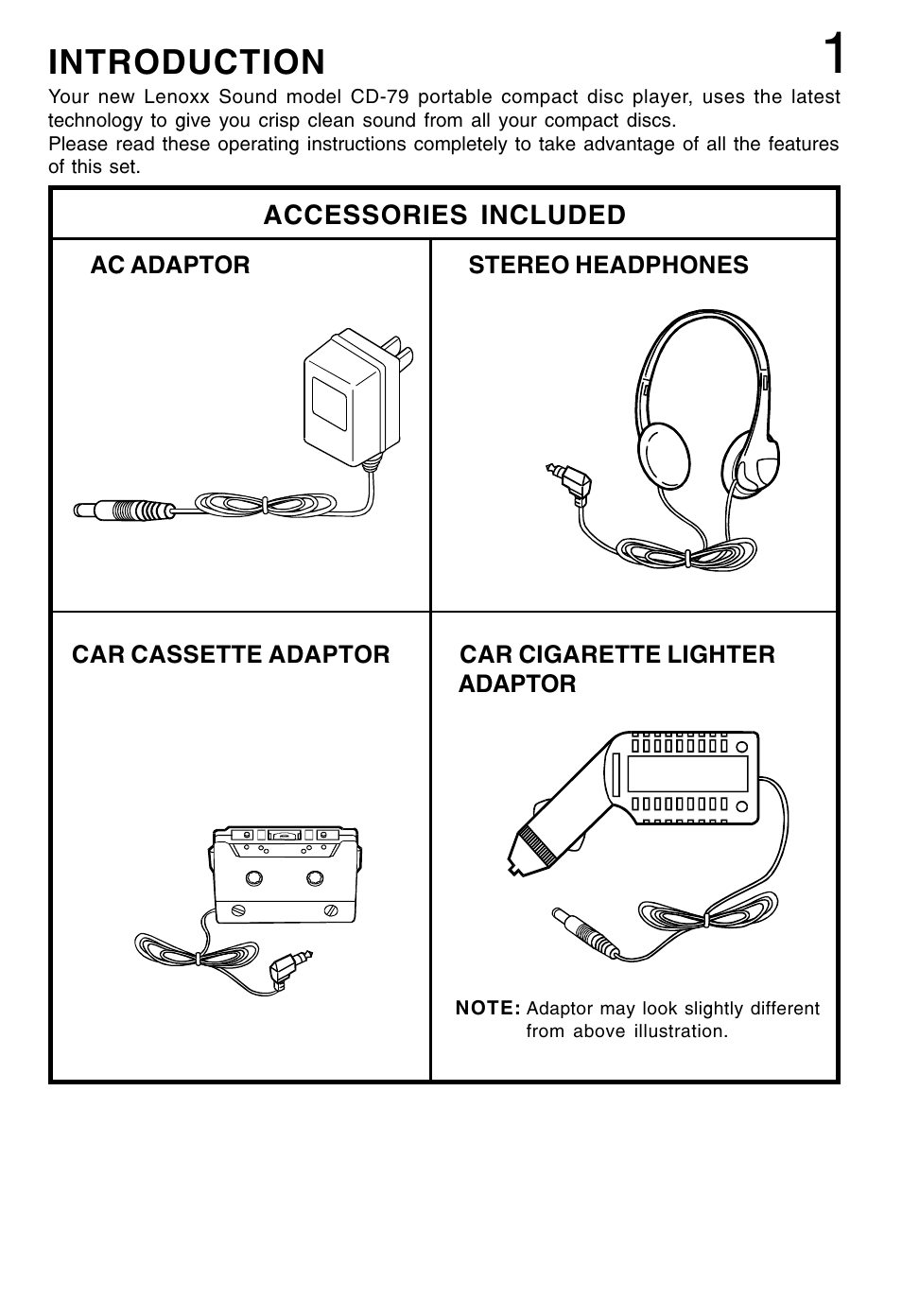 Introduction | Lenoxx Electronics CD-79 User Manual | Page 2 / 16
