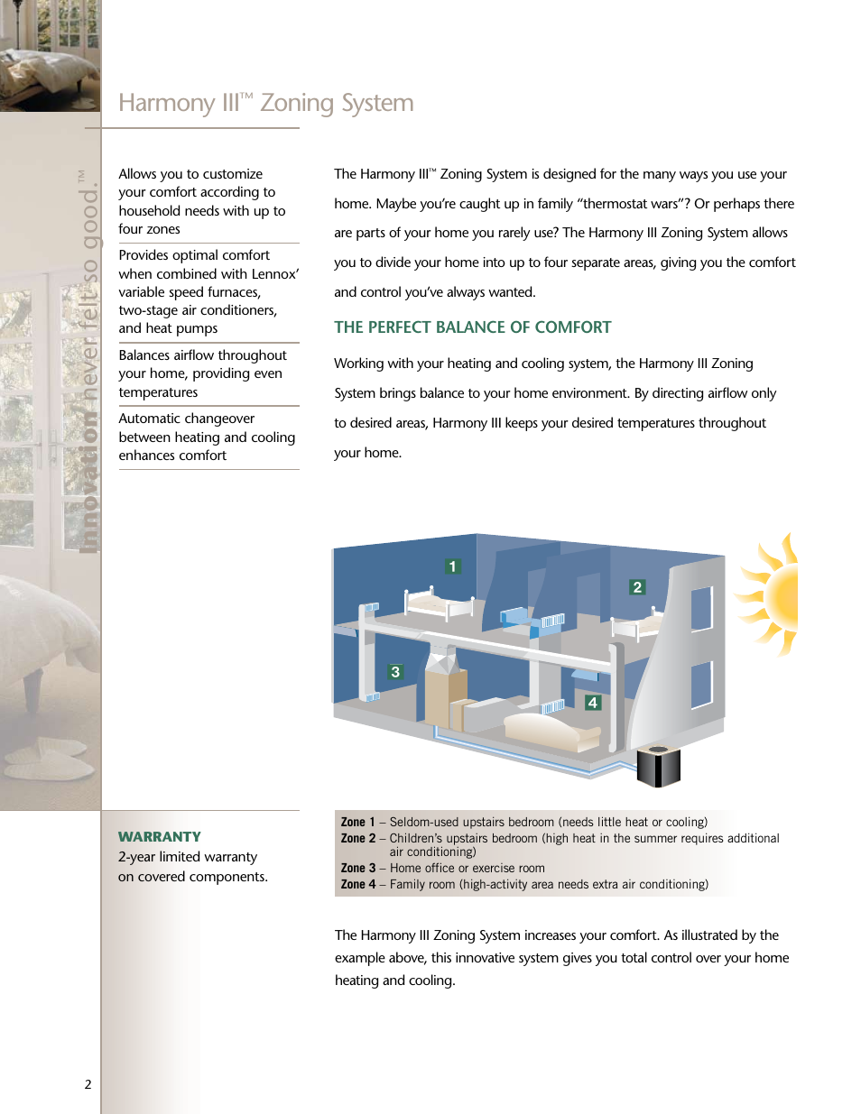 Harmony iii, Zoning system | Lenoxx Electronics Zoning System Harmony III User Manual | Page 2 / 4
