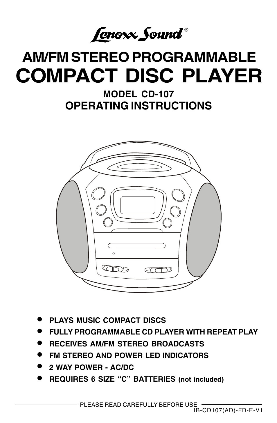 Lenoxx Electronics CD-107 User Manual | 15 pages