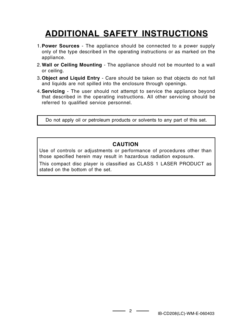 Additional safety instructions | Lenoxx Electronics CD-208 User Manual | Page 3 / 21