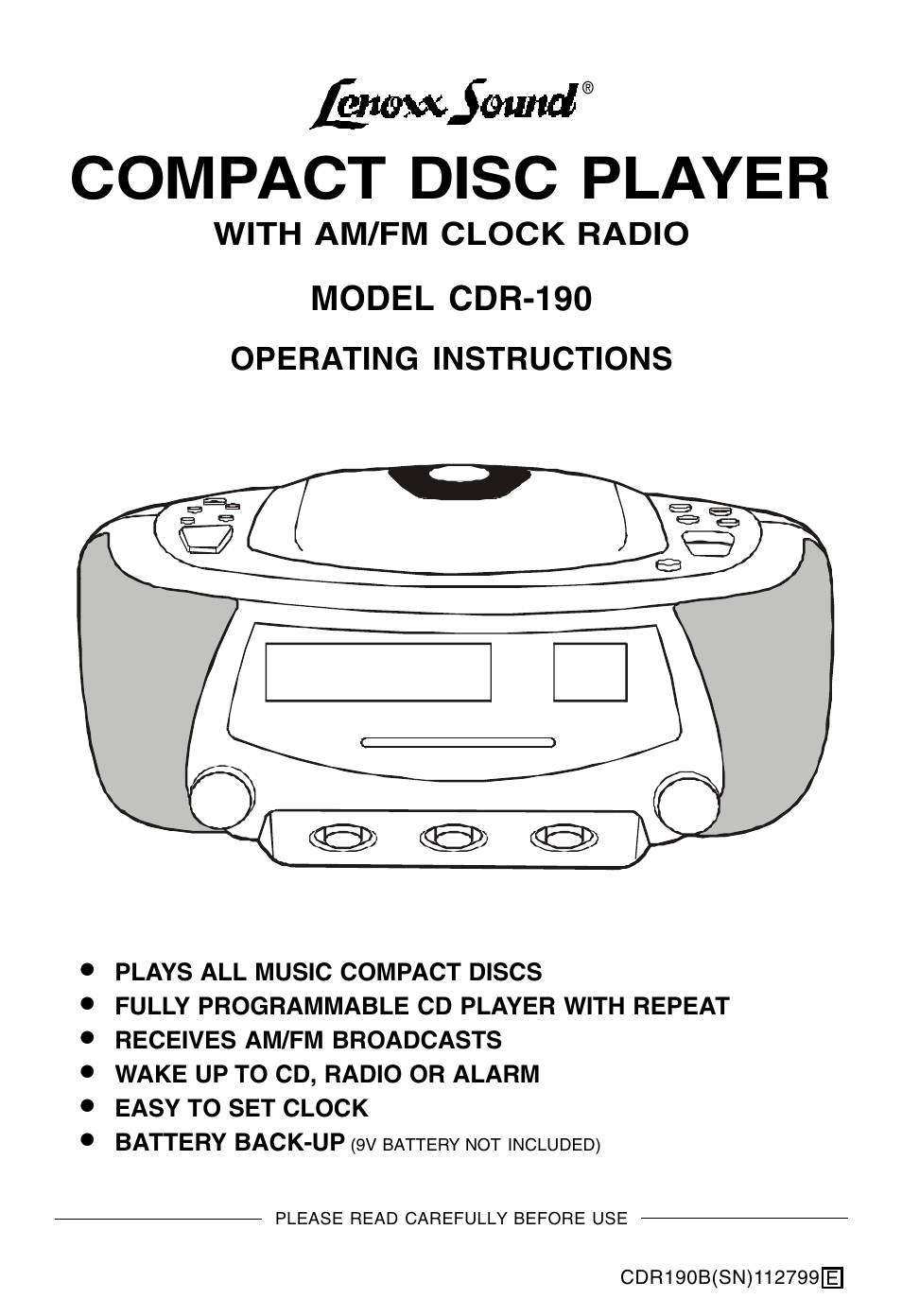 Lenoxx Electronics CDR-190 User Manual | 16 pages