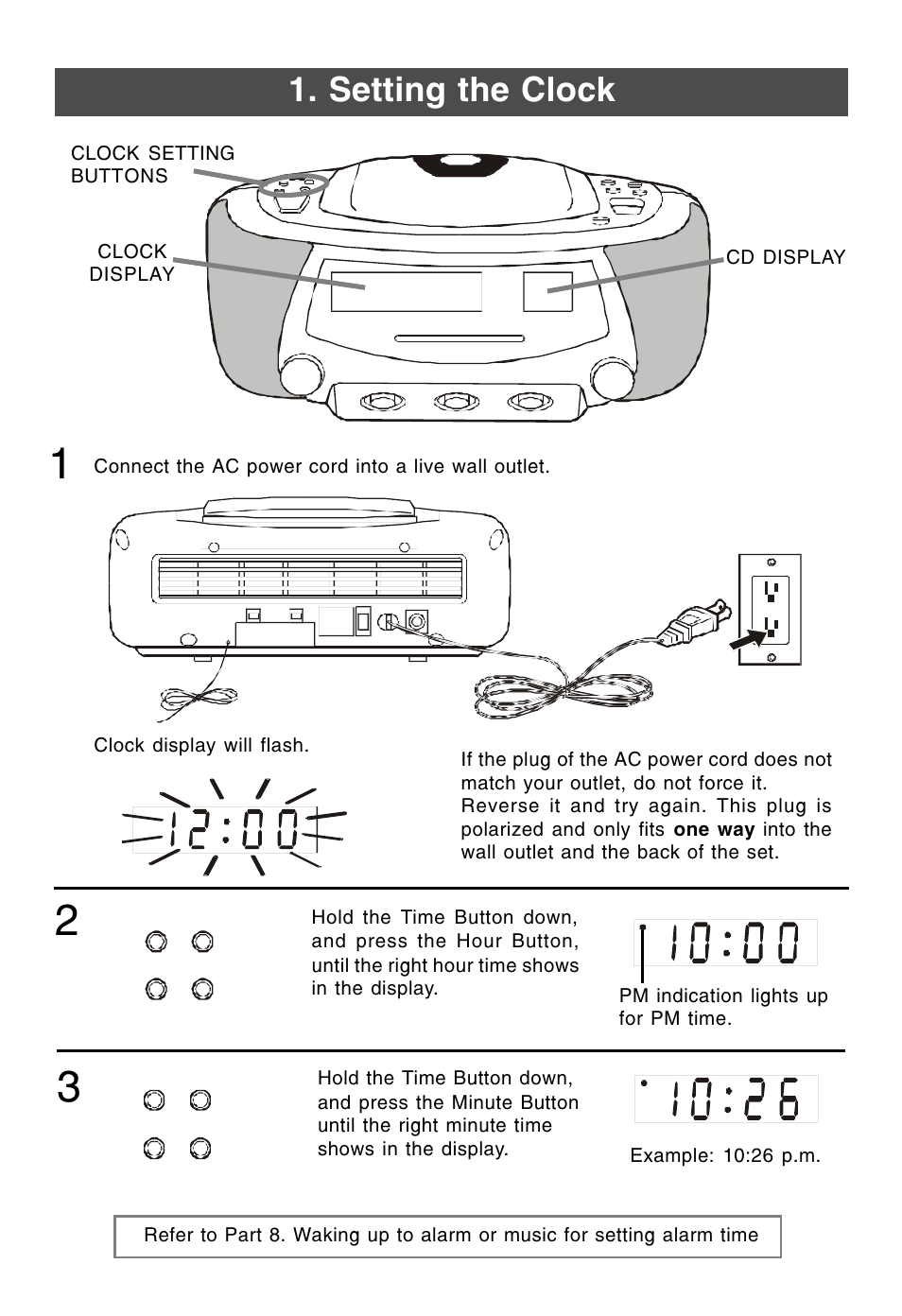 Setting the clock | Lenoxx Electronics CDR-190 User Manual | Page 4 / 16