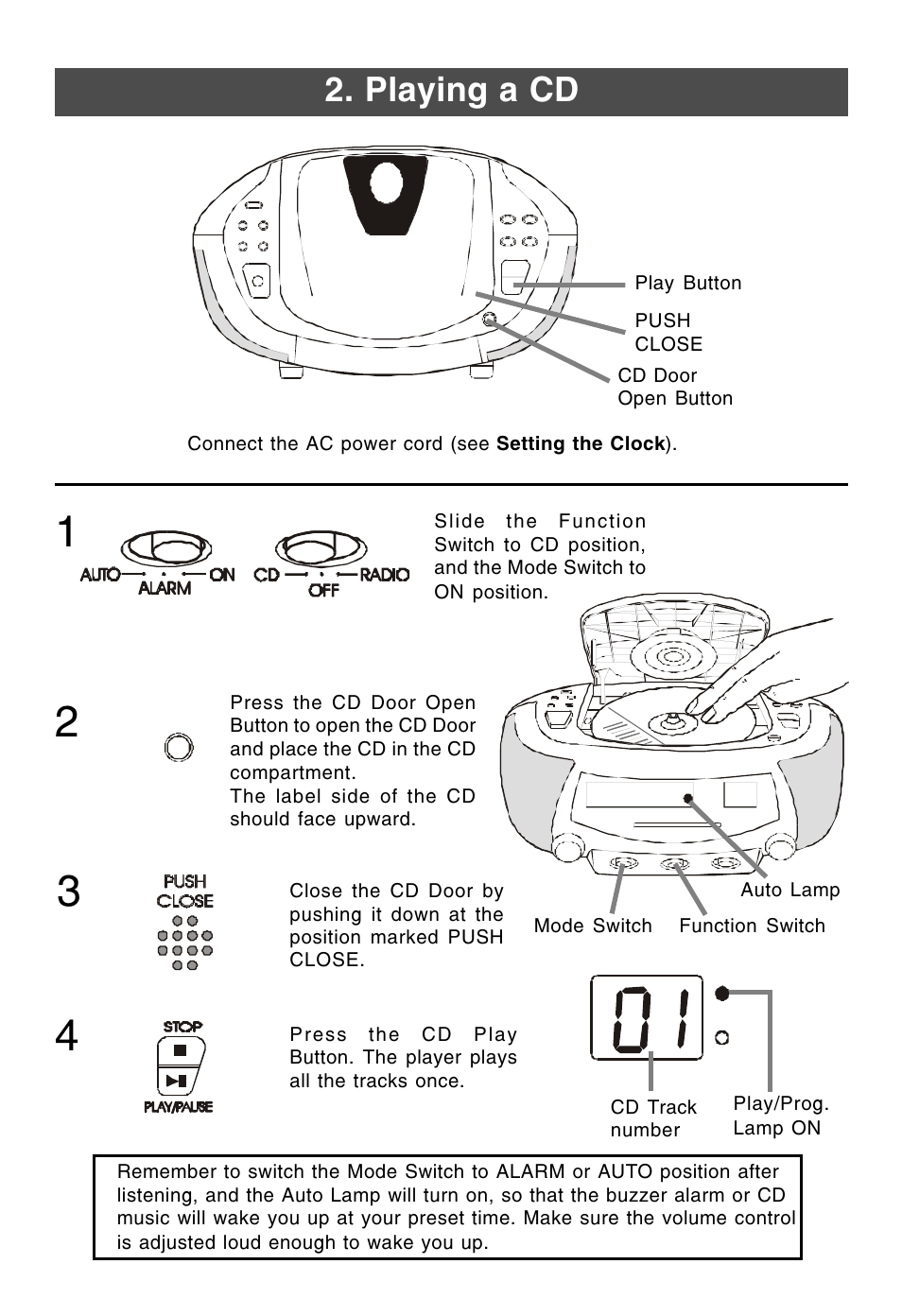 Playing a cd | Lenoxx Electronics CDR-190 User Manual | Page 5 / 16