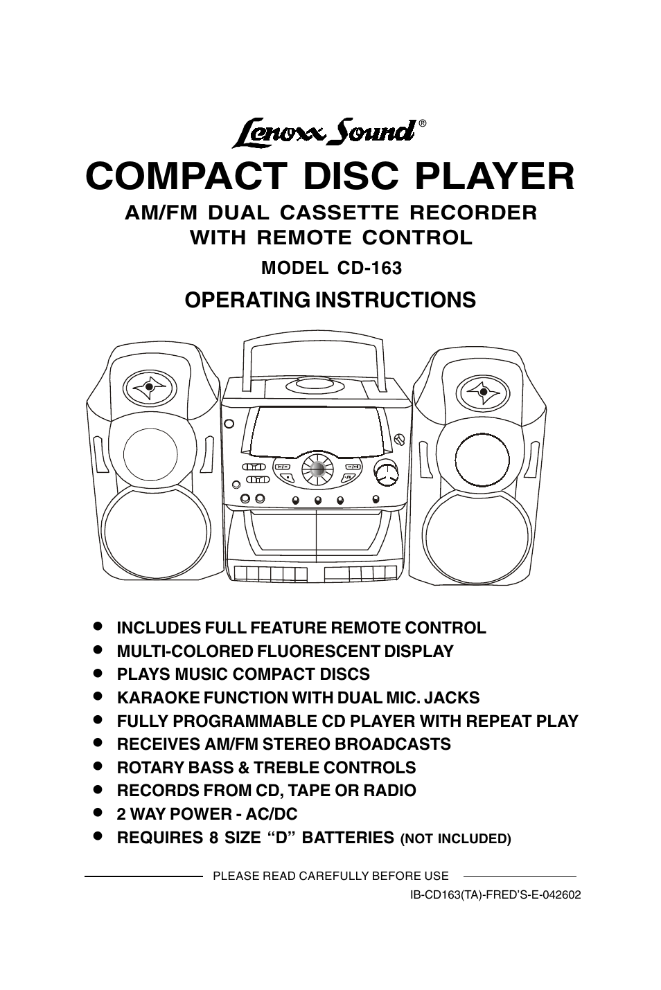 Lenoxx Electronics CD-163 User Manual | 26 pages