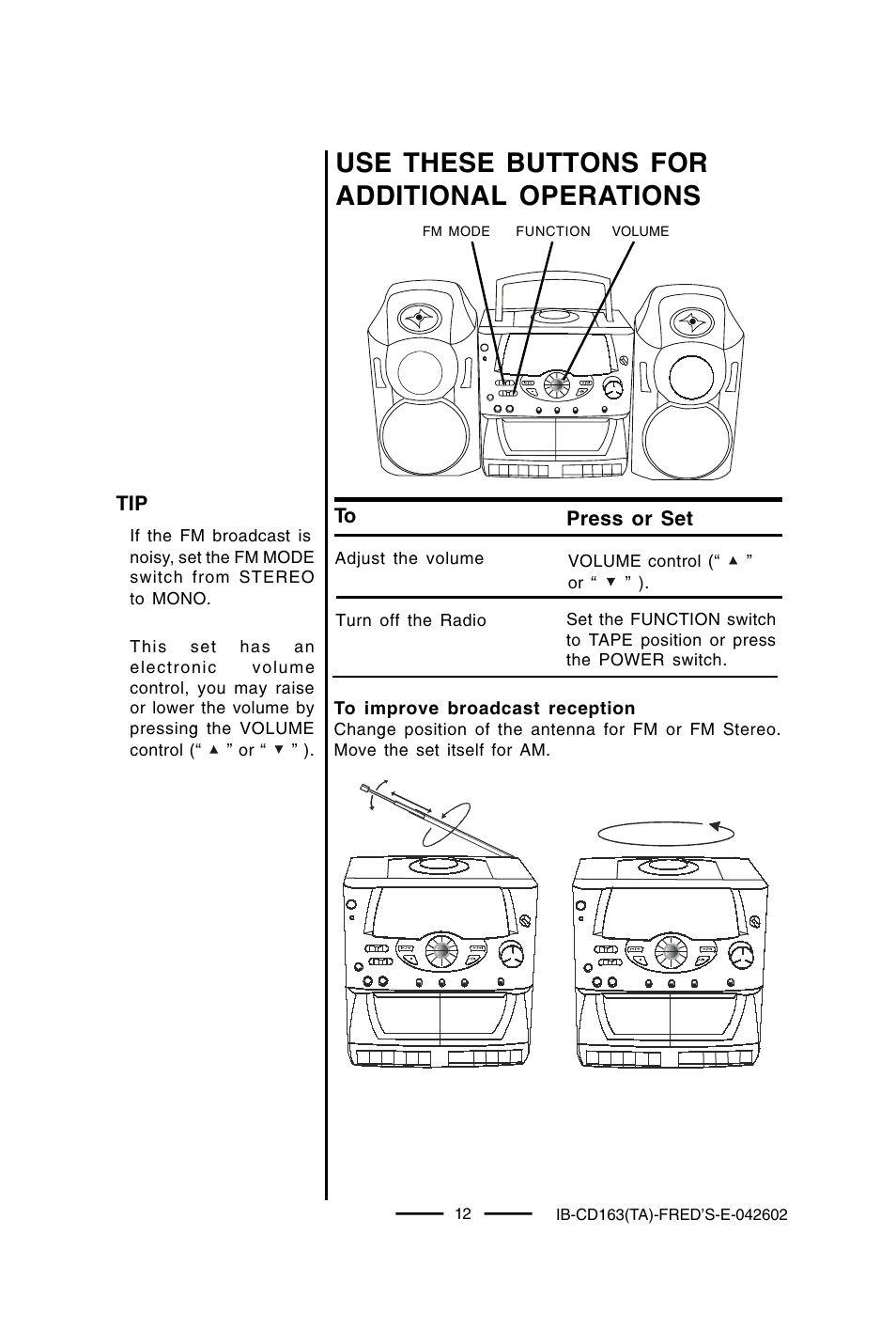 Use these buttons for additional operations | Lenoxx Electronics CD-163 User Manual | Page 13 / 26