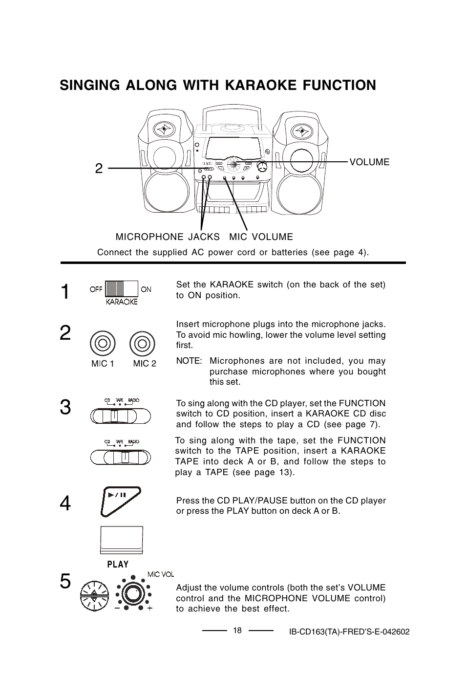 Singing along with karaoke function | Lenoxx Electronics CD-163 User Manual | Page 19 / 26