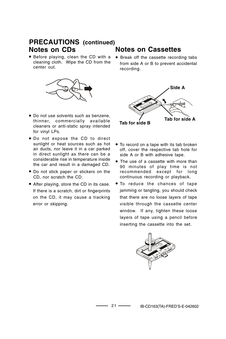 Precautions | Lenoxx Electronics CD-163 User Manual | Page 22 / 26