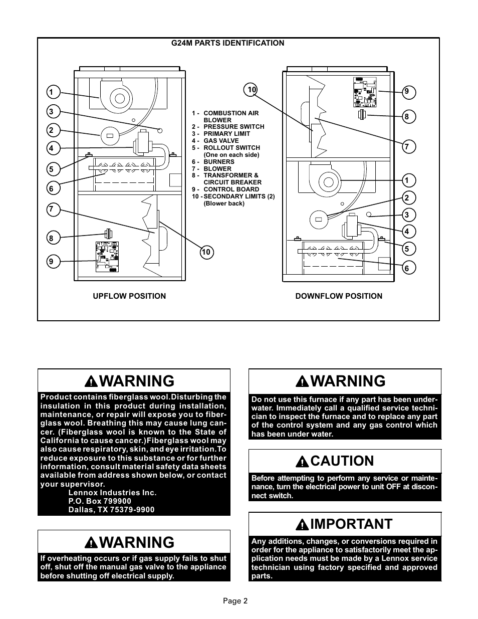 Warning, Caution, Important | Lenoxx Electronics G24M Series User Manual | Page 2 / 6