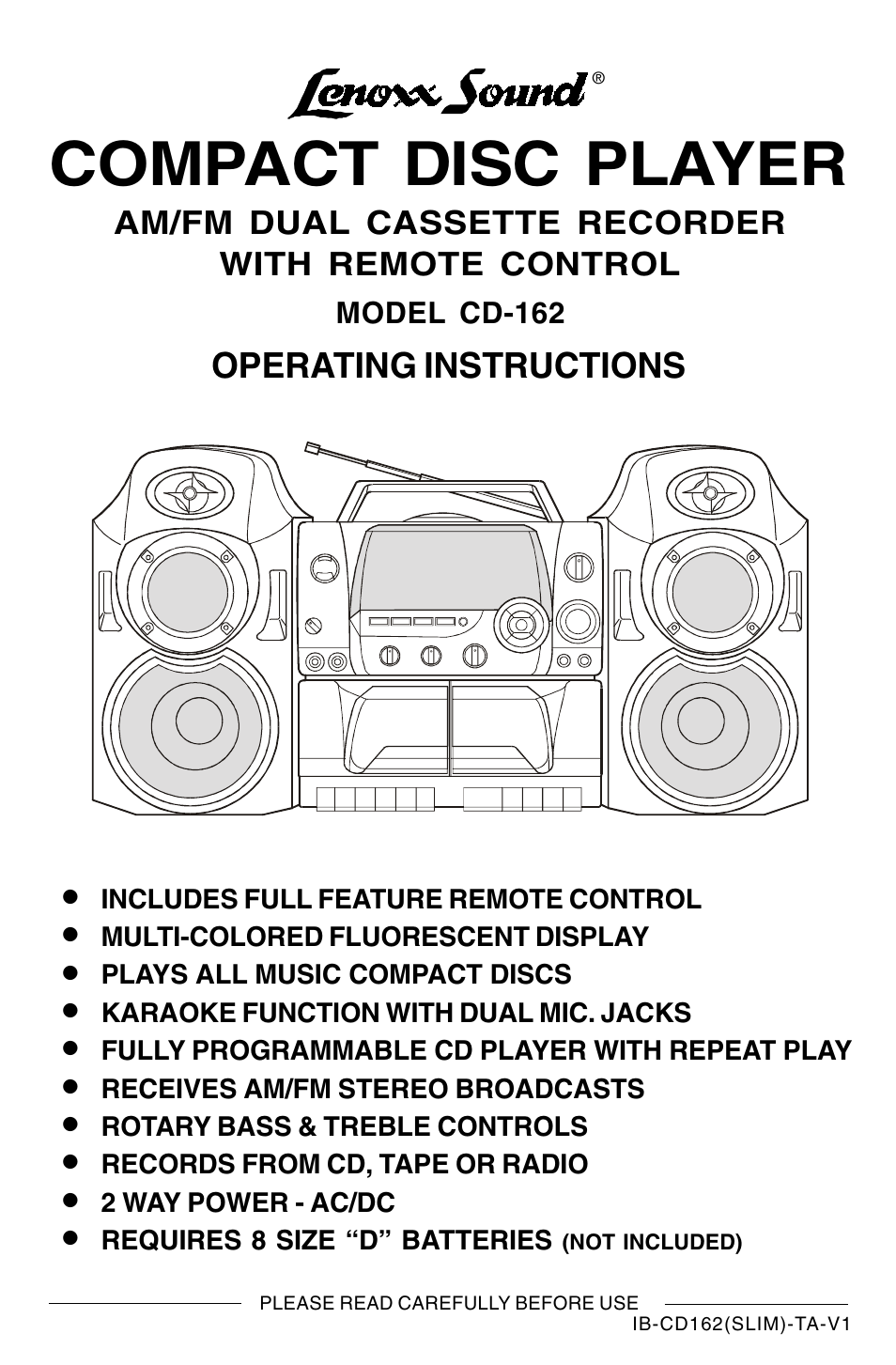 Lenoxx Electronics CD-162 User Manual | 26 pages