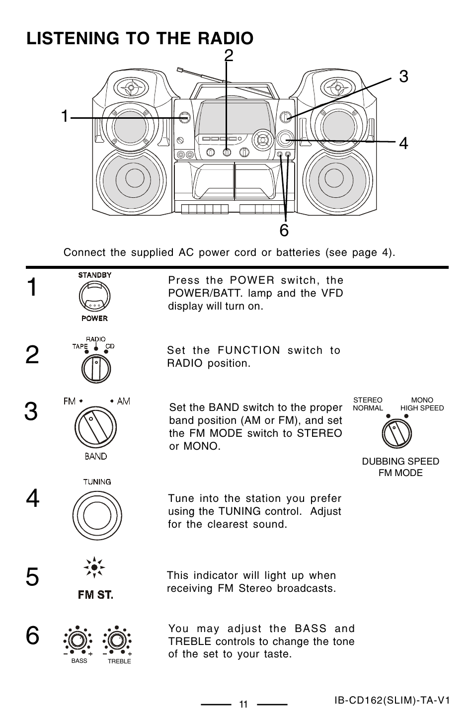 Listening to the radio | Lenoxx Electronics CD-162 User Manual | Page 12 / 26