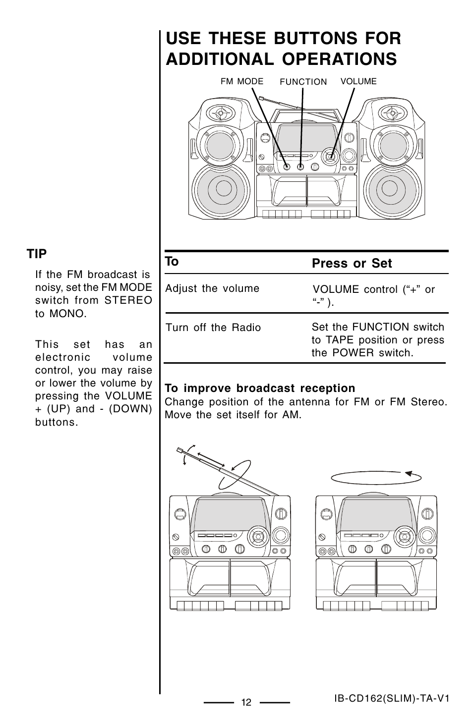 Use these buttons for additional operations | Lenoxx Electronics CD-162 User Manual | Page 13 / 26