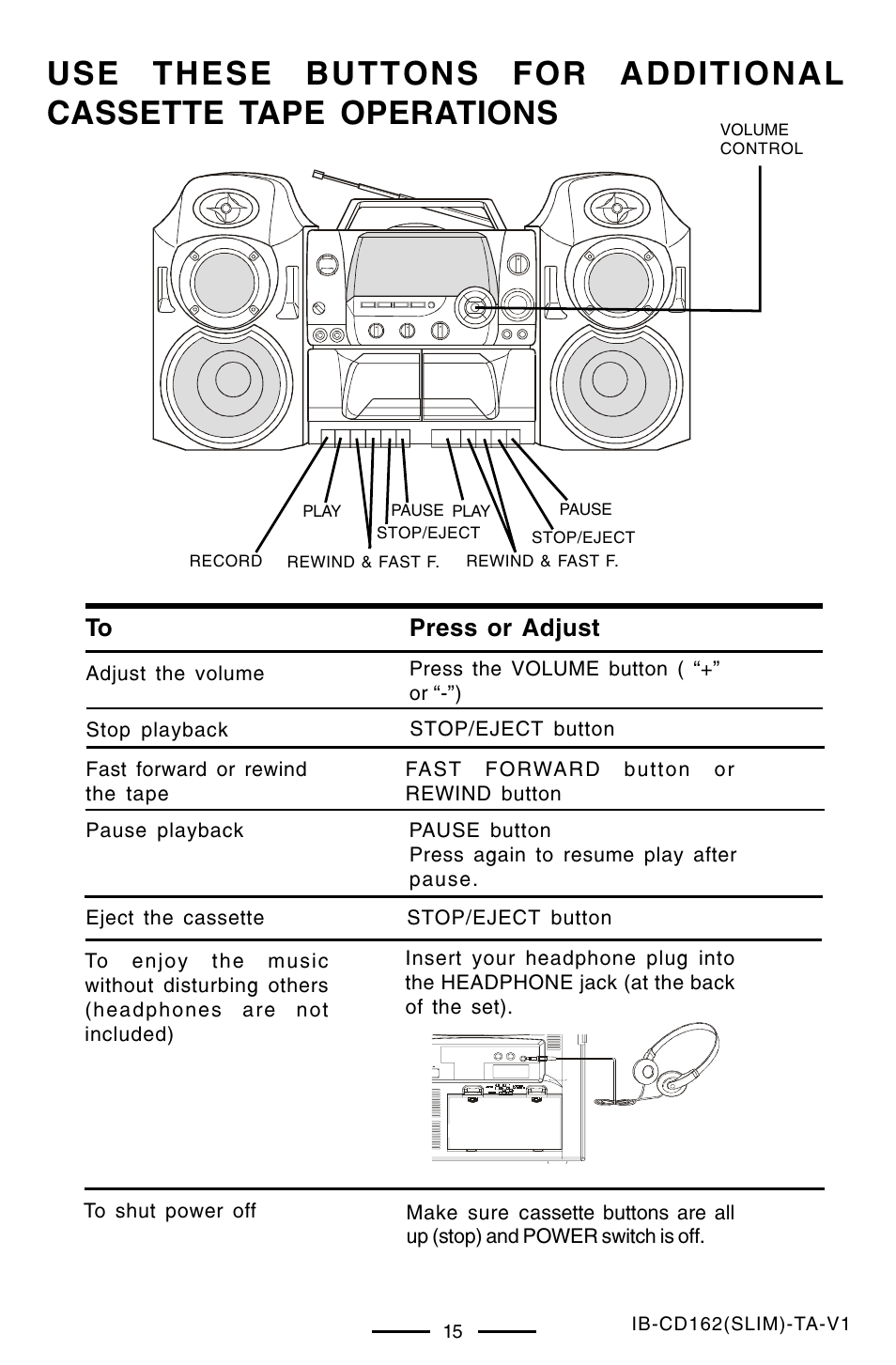 Press or adjust | Lenoxx Electronics CD-162 User Manual | Page 16 / 26