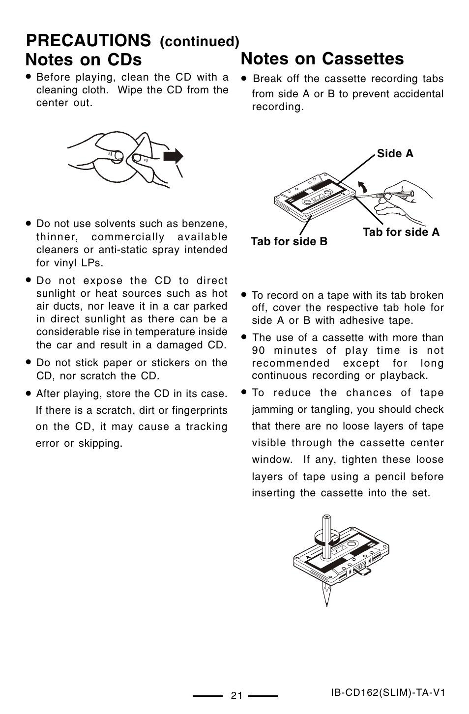 Precautions | Lenoxx Electronics CD-162 User Manual | Page 22 / 26