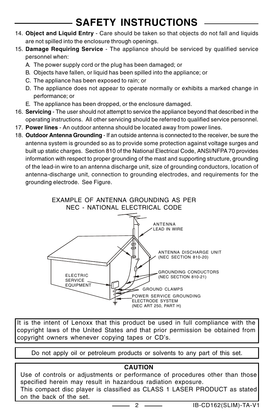 Safety instructions | Lenoxx Electronics CD-162 User Manual | Page 3 / 26