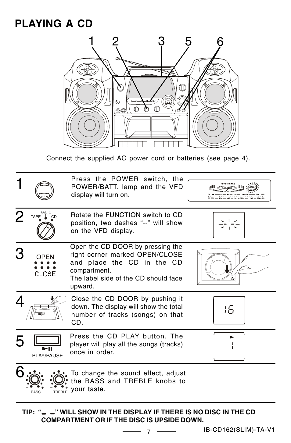 Playing a cd | Lenoxx Electronics CD-162 User Manual | Page 8 / 26