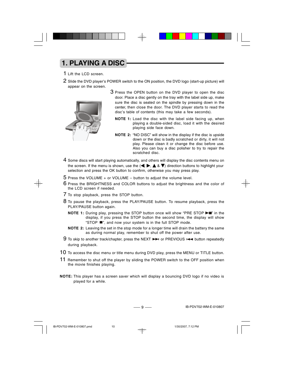 Playing a disc | Lenoxx Electronics PDV-702 User Manual | Page 10 / 28