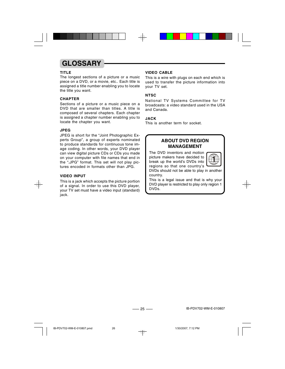 Glossary | Lenoxx Electronics PDV-702 User Manual | Page 26 / 28