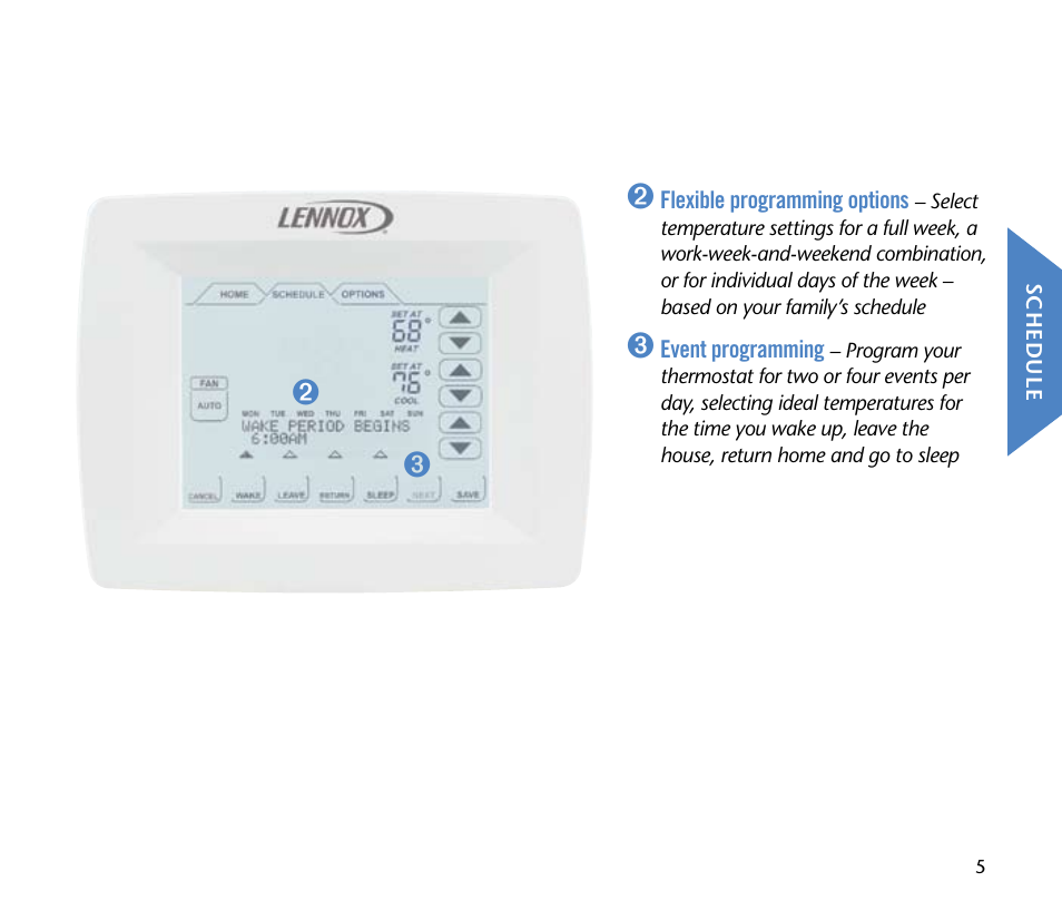 Lenoxx Electronics ComfortSense Touchscreen Thermostat User Manual | Page 5 / 8