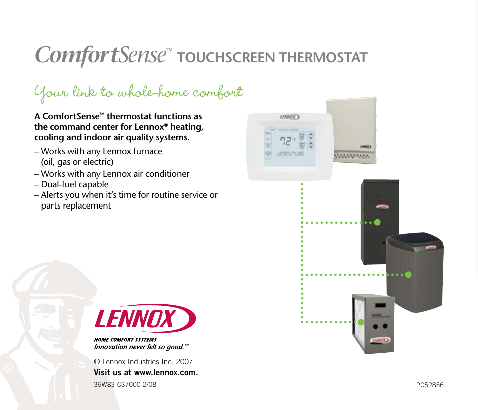 Comfort sense, Your link to whole-home comfort, Touchscreen thermostat | Lenoxx Electronics ComfortSense Touchscreen Thermostat User Manual | Page 8 / 8