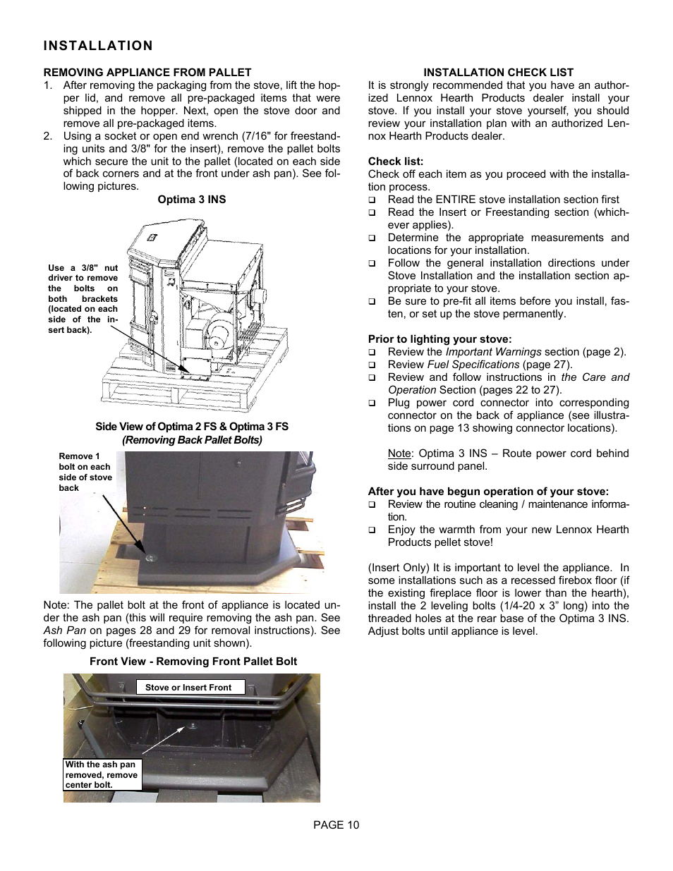 Installation | Lenoxx Electronics Optima 3 FS User Manual | Page 10 / 54