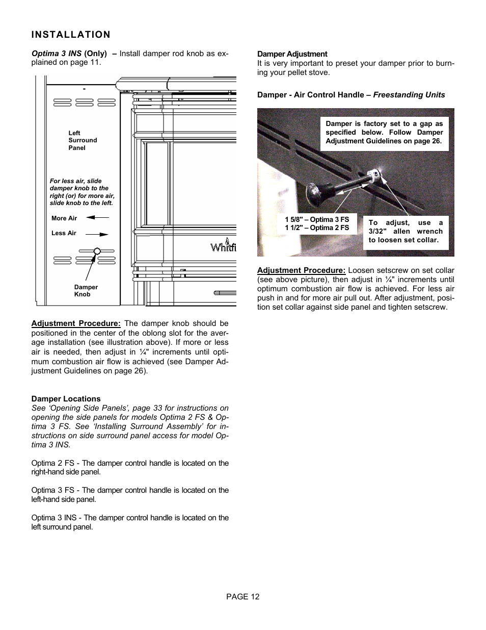 Installation | Lenoxx Electronics Optima 3 FS User Manual | Page 12 / 54