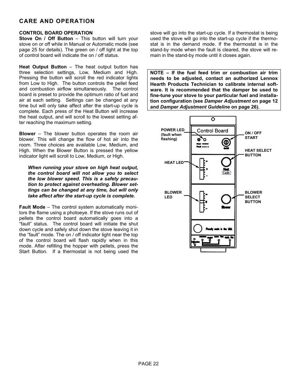 Care and operation | Lenoxx Electronics Optima 3 FS User Manual | Page 22 / 54